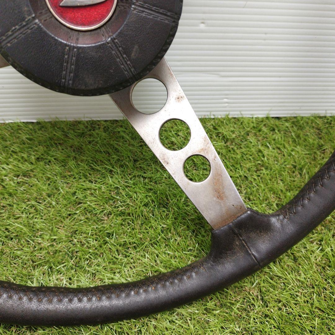 レザーステアリング　ステアリングホイール　アンティーク飾り　ステアリング