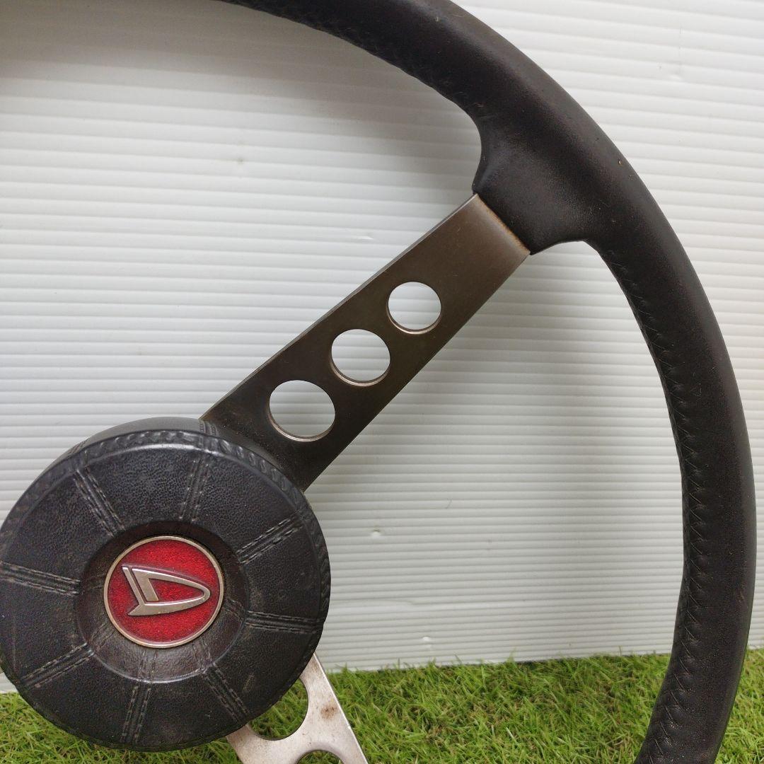 レザーステアリング　ステアリングホイール　アンティーク飾り　ステアリング