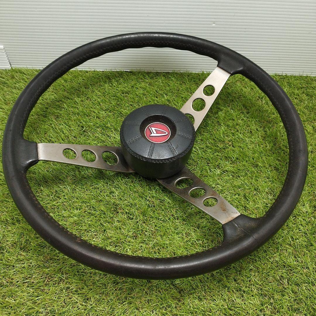 レザーステアリング　ステアリングホイール　アンティーク飾り　ステアリング