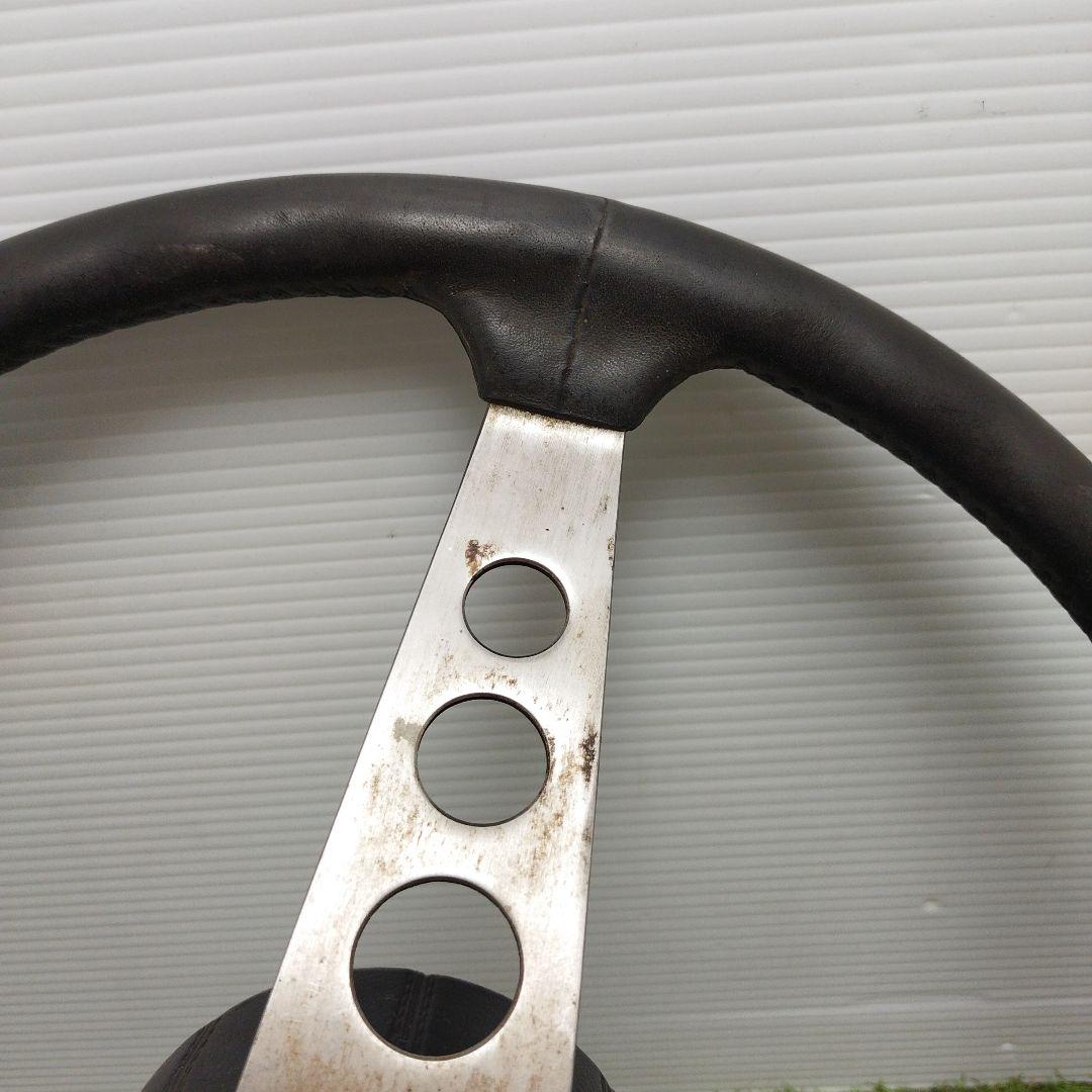 レザーステアリング　ステアリングホイール　アンティーク飾り　ステアリング