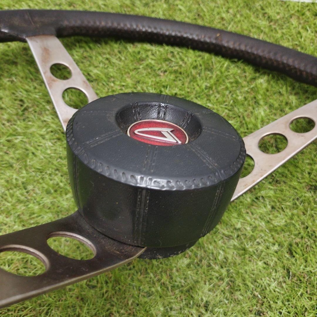 レザーステアリング　ステアリングホイール　アンティーク飾り　ステアリング