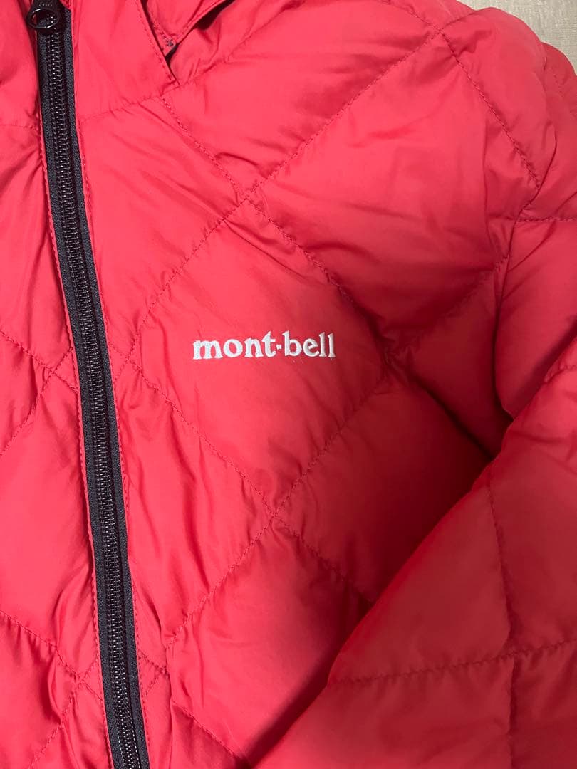 mont-bell フード付き リバーシブル ダウンジャケット ネイビー/レッド