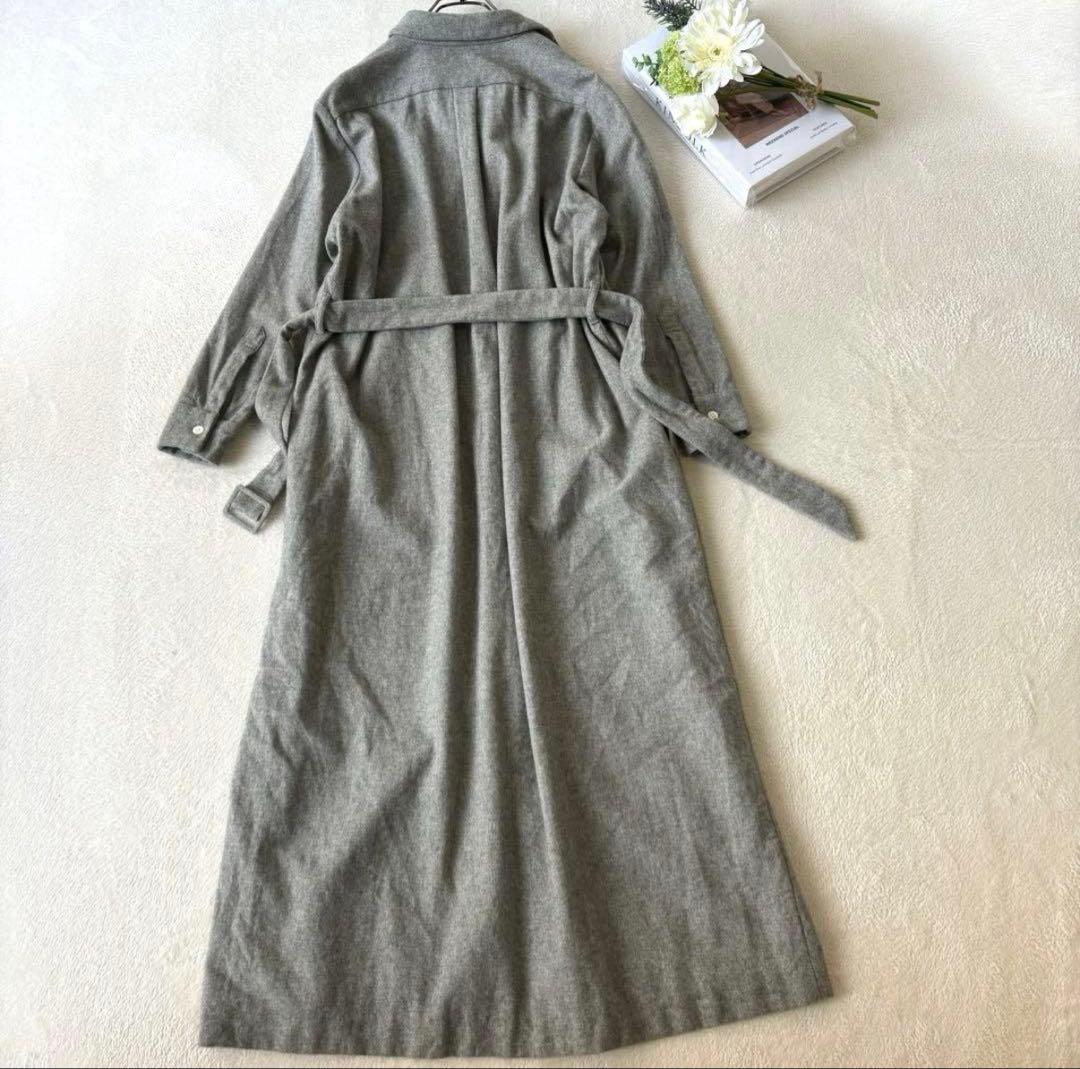 【美品】オーラリー ウールワンピース フランネル ロング グレー 0