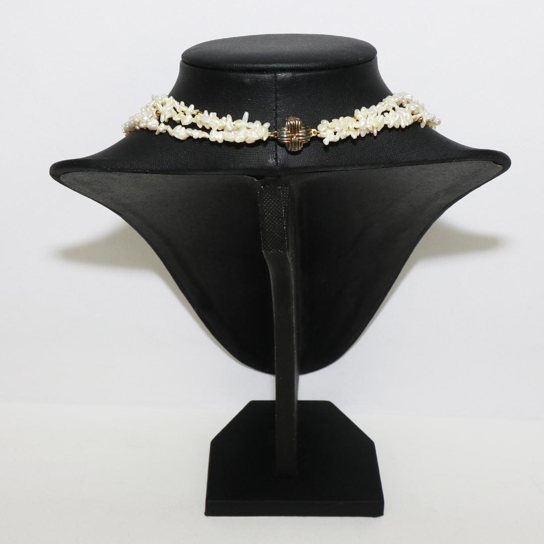 天然 淡水パール 真珠 3連 ネックレス 　全長 42㎝