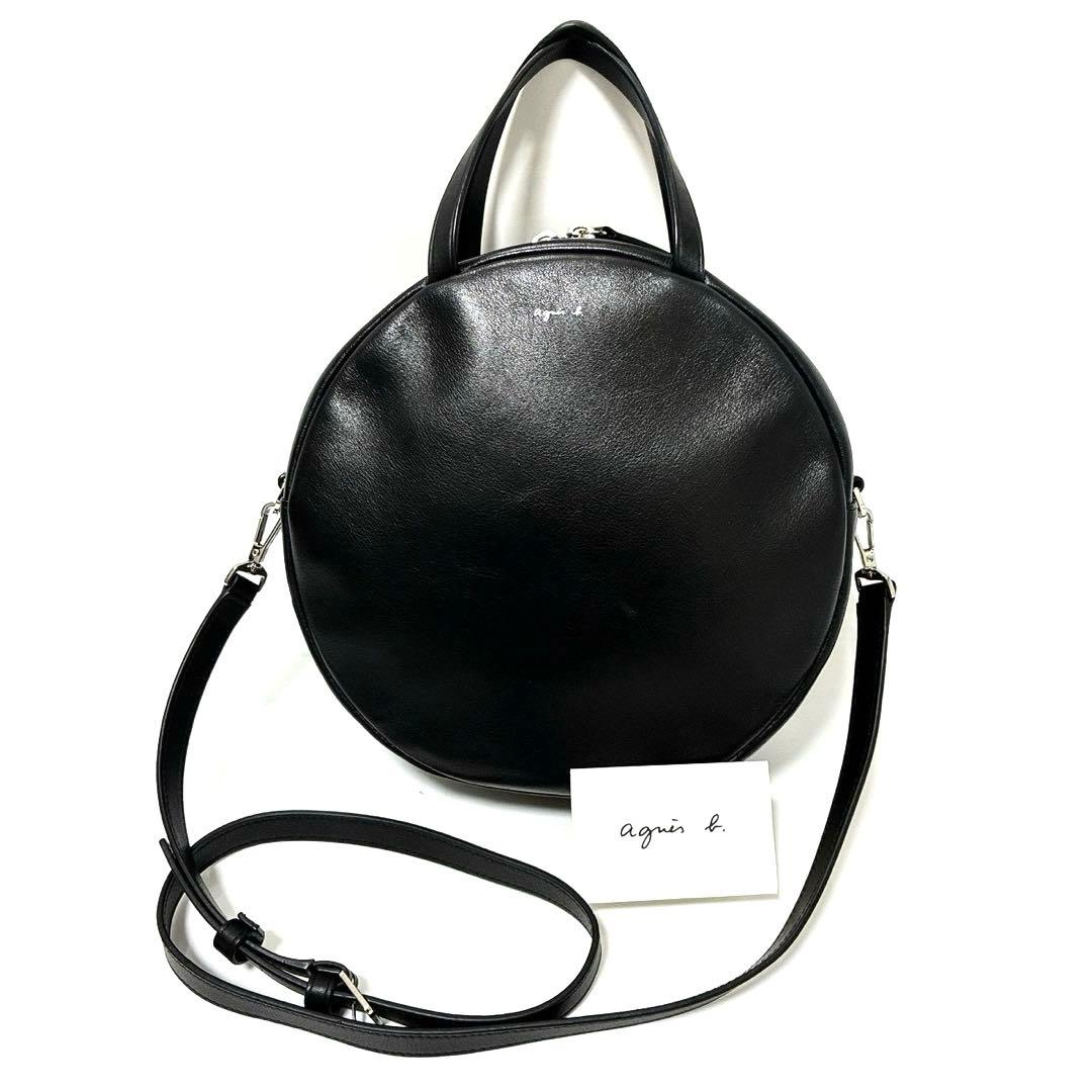 美品　アニエスベー　マリオン 2way サークルバッグ ハンド　黒