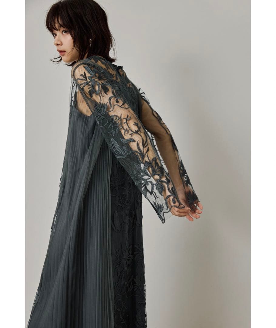 エスニックサイドプリーツドレス Aライン マタニティ 妊婦 結婚式 同窓会