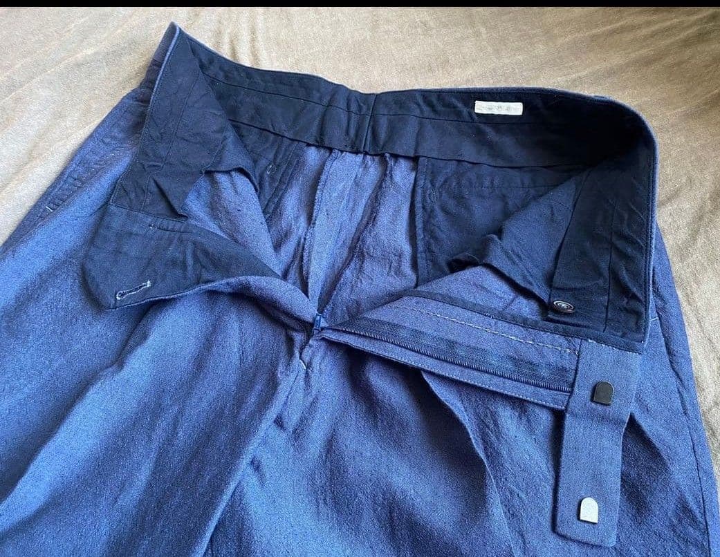 COMOLI/リネンウール2タックパンツ/ネイビー/2