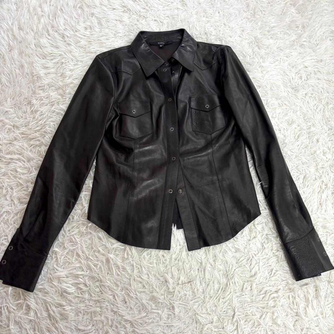 ✨極美品✨GUCCI　グッチ　革　ジャケット　シャツ　ブラウス　レザー