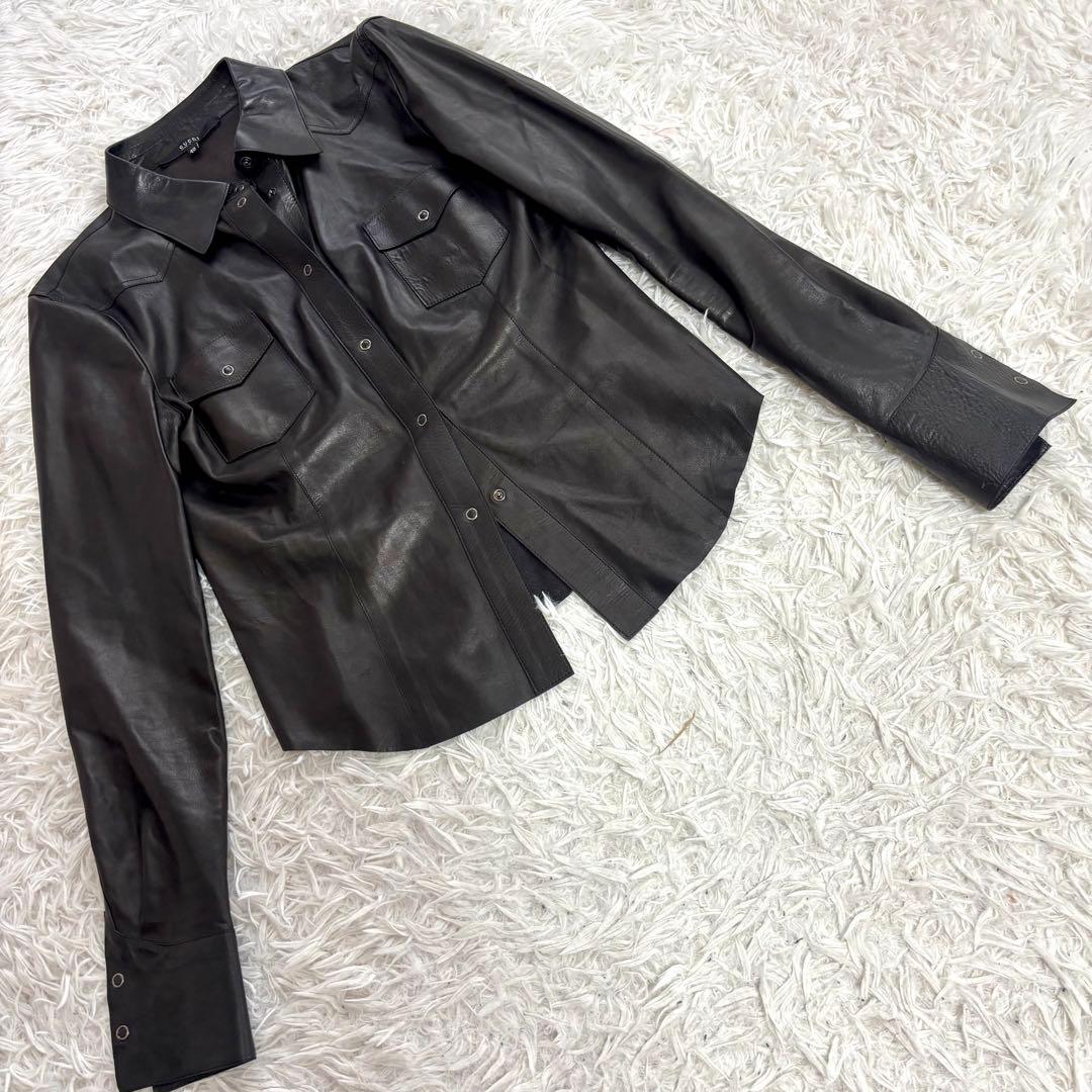 ✨極美品✨GUCCI　グッチ　革　ジャケット　シャツ　ブラウス　レザー