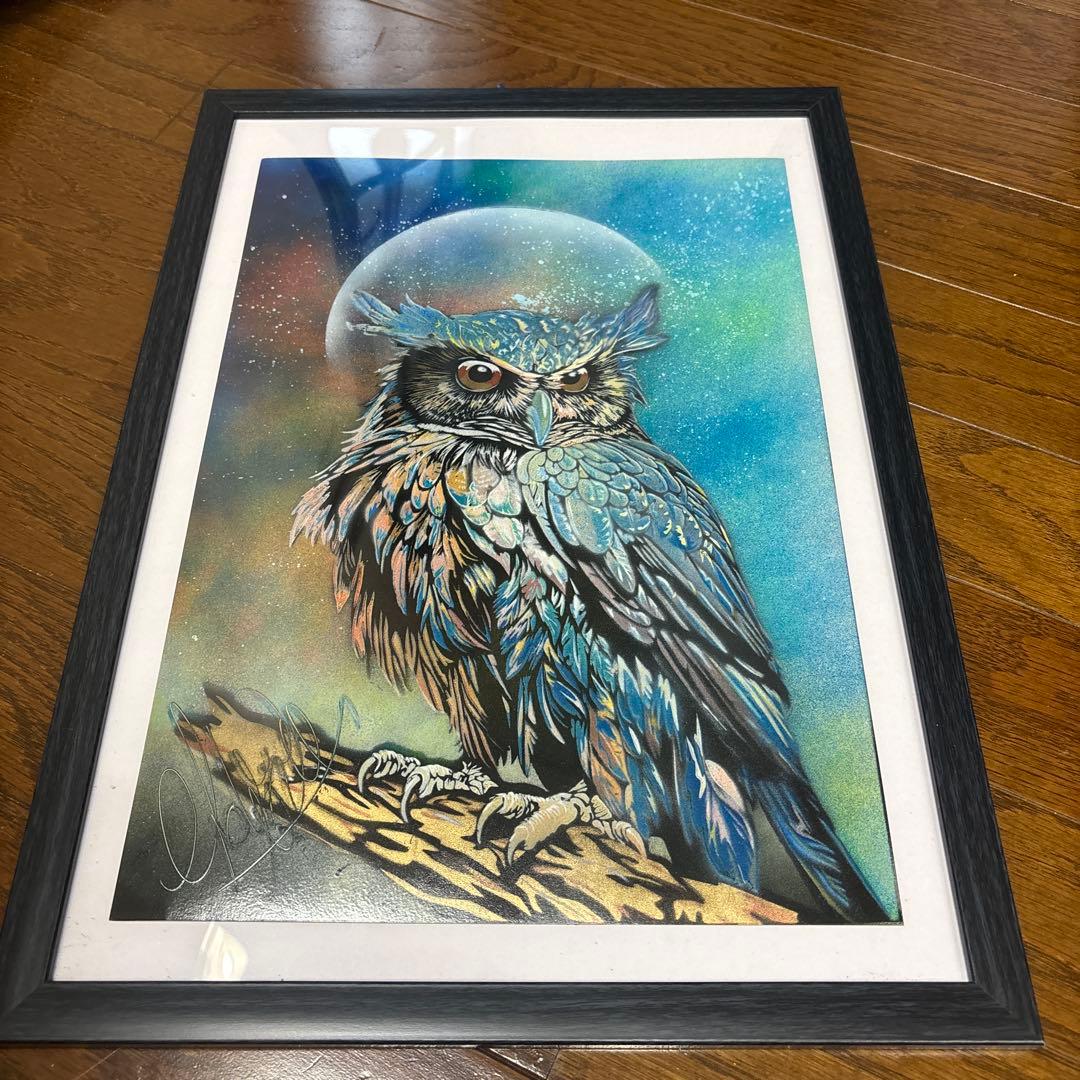 スプレーアート　エデン　ホワイトタイガー　フクロウ原画　2点セット　バラ売り可