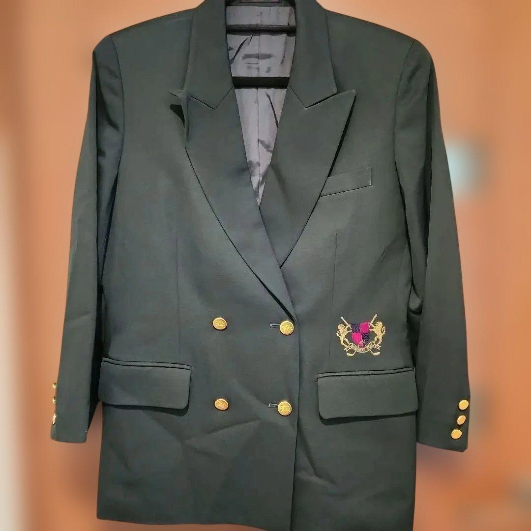 BURBERRYダブルブレストブレザー ゴルフエンブレム付き　グリーン