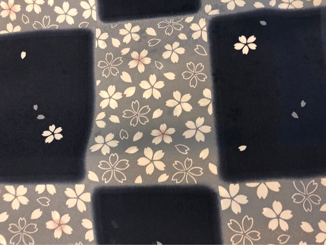 未仕立て　正絹　長襦袢地　格子柄　地紋入り　紺色系