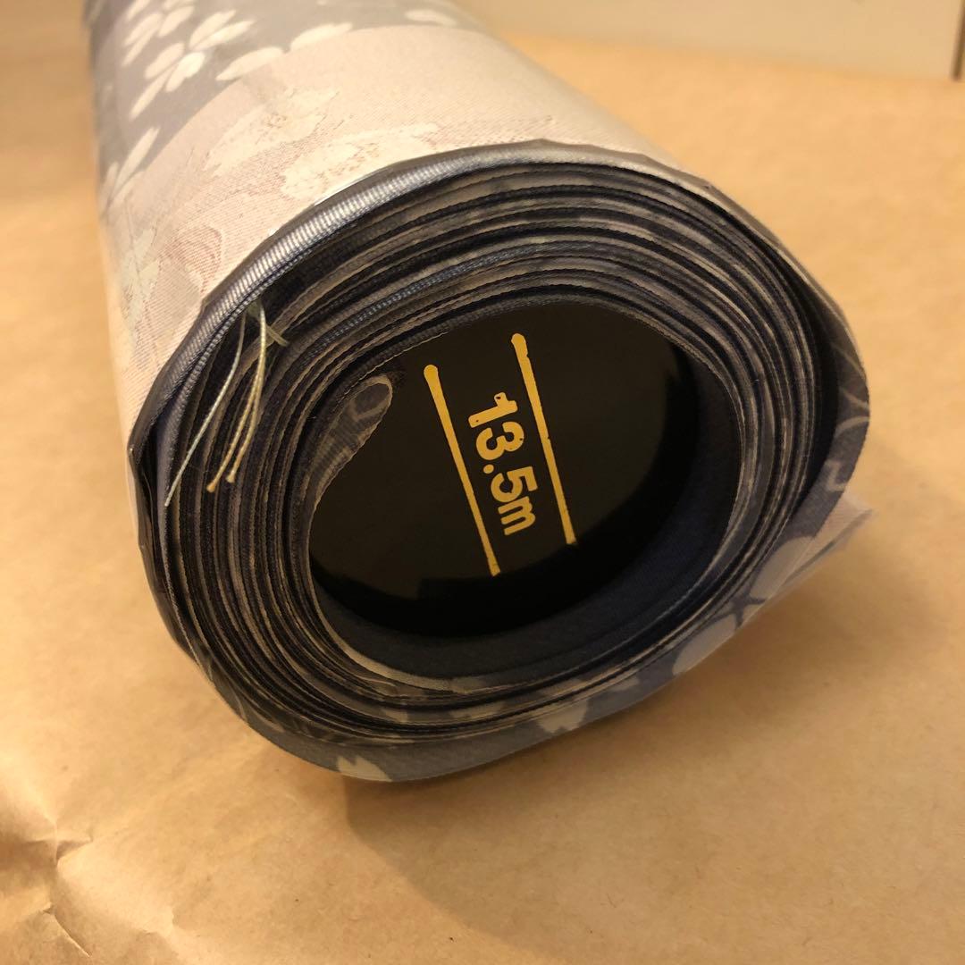 未仕立て　正絹　長襦袢地　格子柄　地紋入り　紺色系