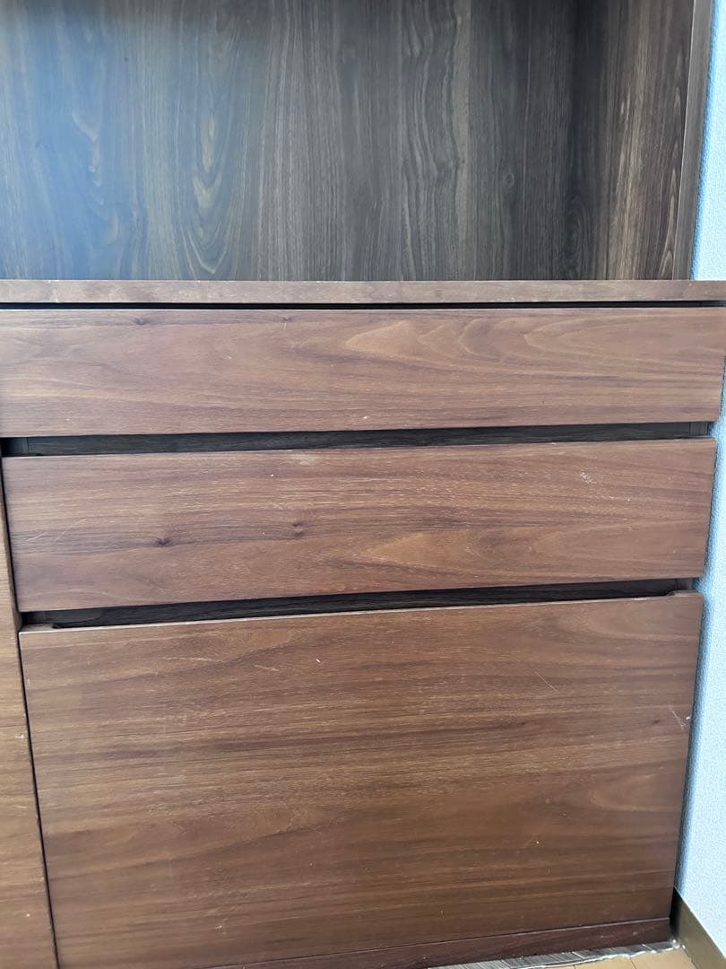 ひ*ろ様 【無印良品】木製カップボード・ウォールナット材（ワゴン付き）木製食器棚