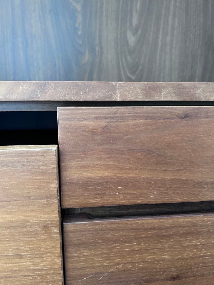 ひ*ろ様 【無印良品】木製カップボード・ウォールナット材（ワゴン付き）木製食器棚