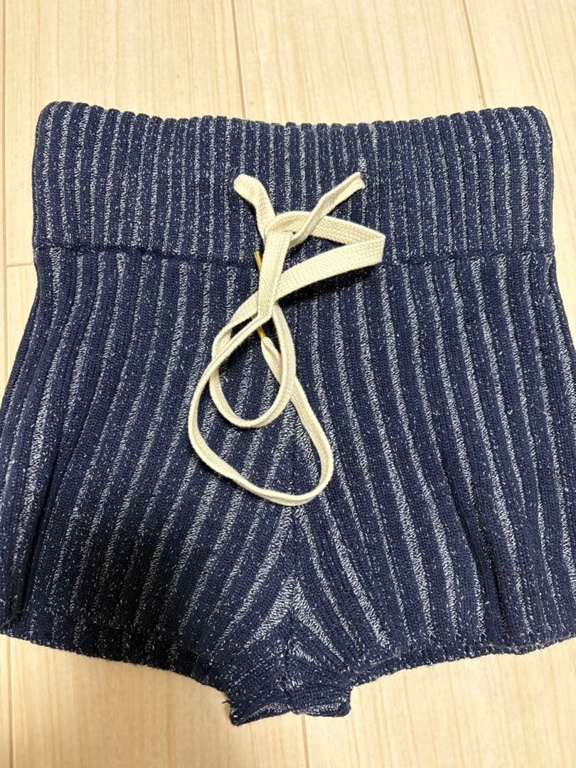 juemi ネイビー リブ編み ショートパンツ