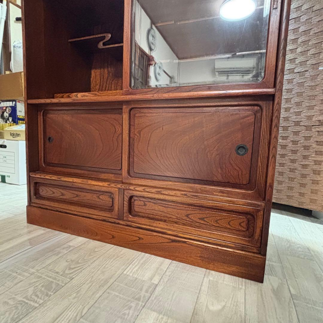 信州 松本伝統指物 和家具 欅家具 茶棚 茶箪笥 キャビネット 飾り棚 ケヤキ