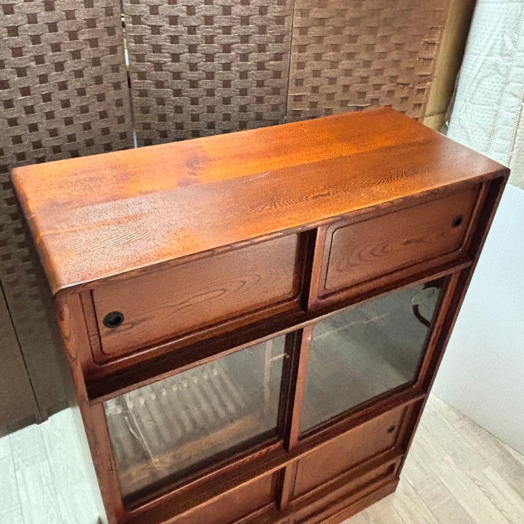信州 松本伝統指物 和家具 欅家具 茶棚 茶箪笥 キャビネット 飾り棚 ケヤキ