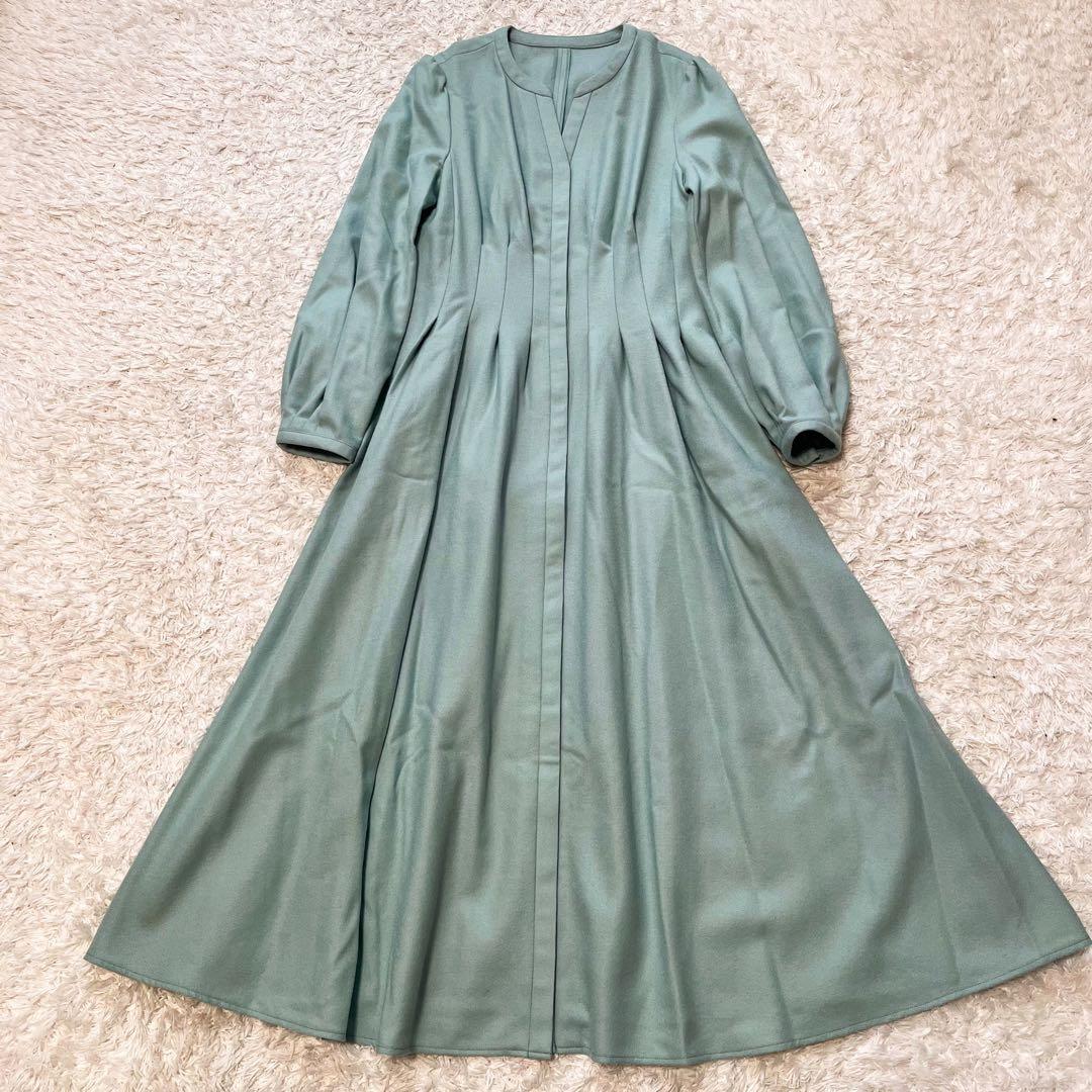 ANAYI ウールジョーゼットフロントタックワンピース 36