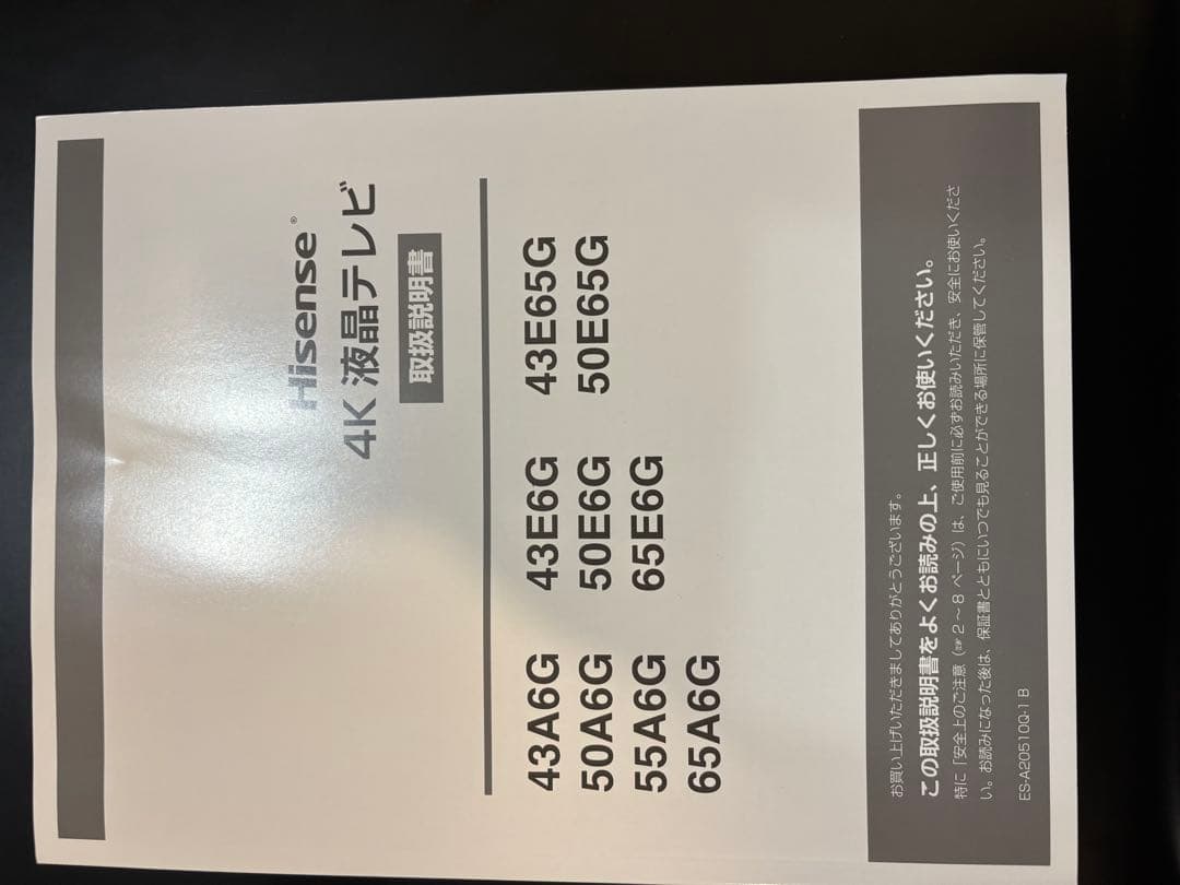 Hisense ハイセンス 65インチ 4K液晶テレビ 65E6G
