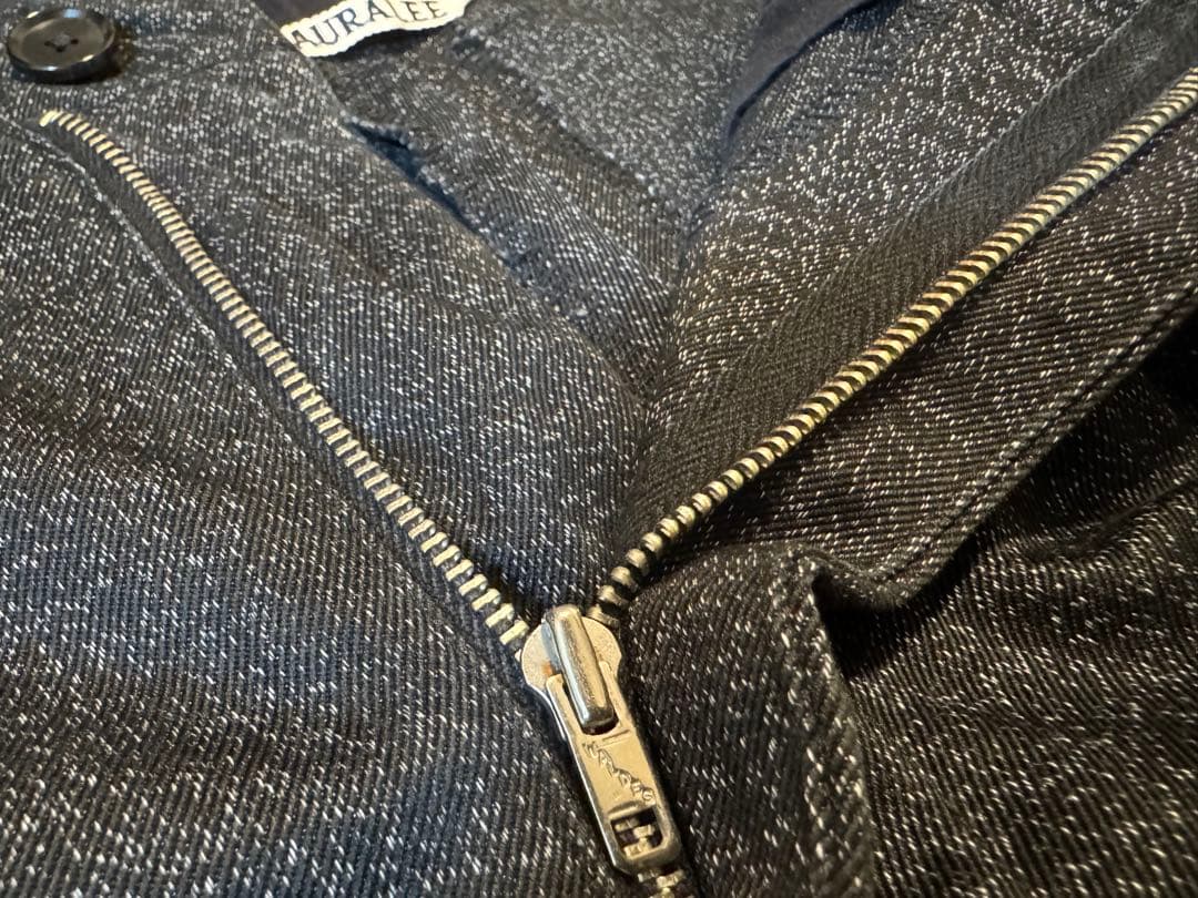 AURALEE ブラック シャンブレー フィンクス　パンツ