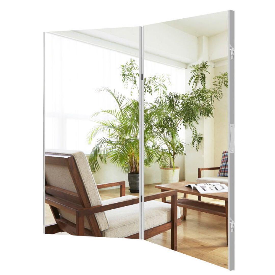 【中古】ダンス鏡 折り畳み 割れない鏡 160cmx80cmx2枚 9番