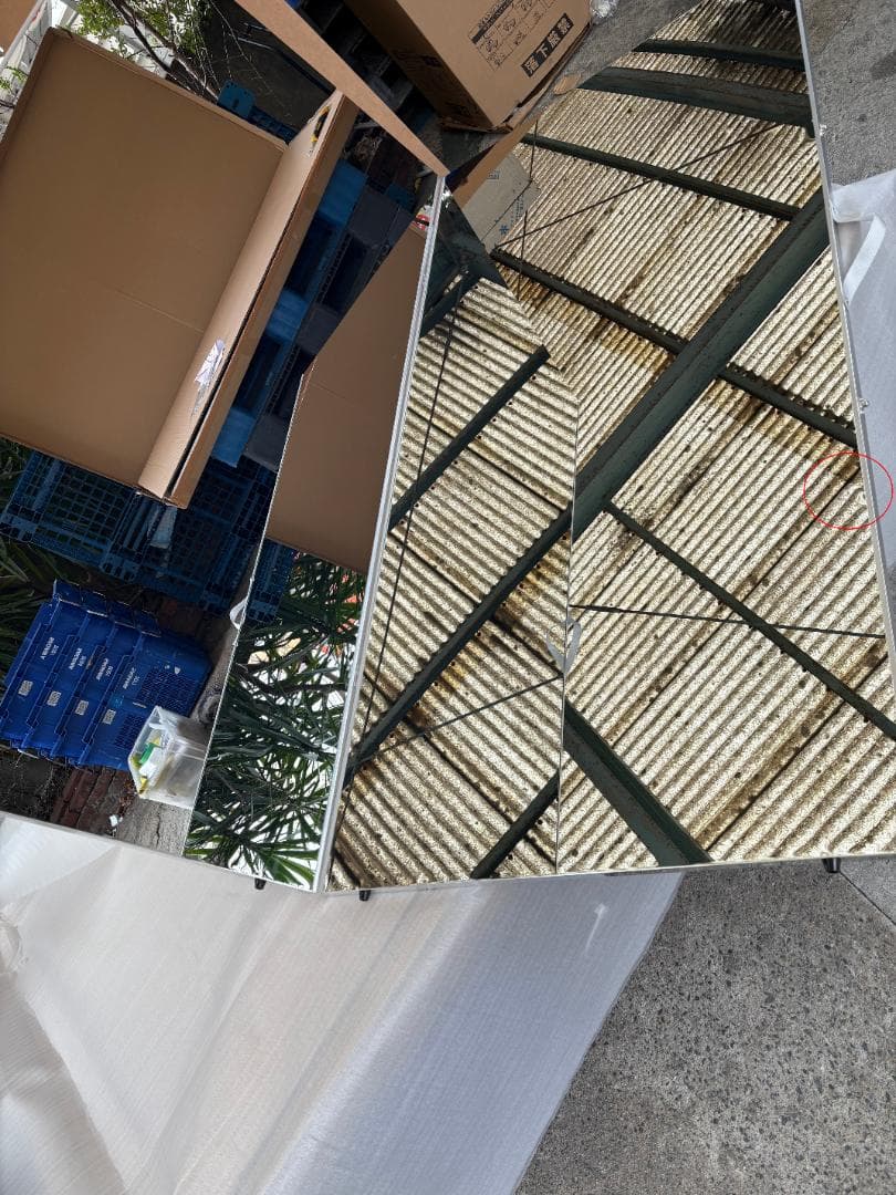 【中古】ダンス鏡 折り畳み 割れない鏡 160cmx80cmx2枚 9番