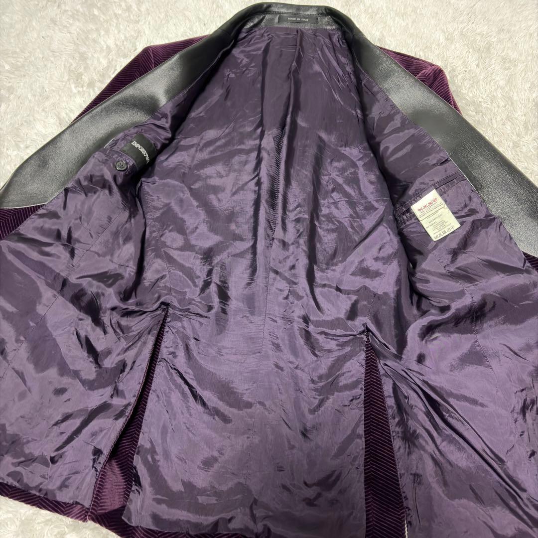 極美品✨入手困難✨エンポリオアルマーニ 46 タキシード　パープル　レザー