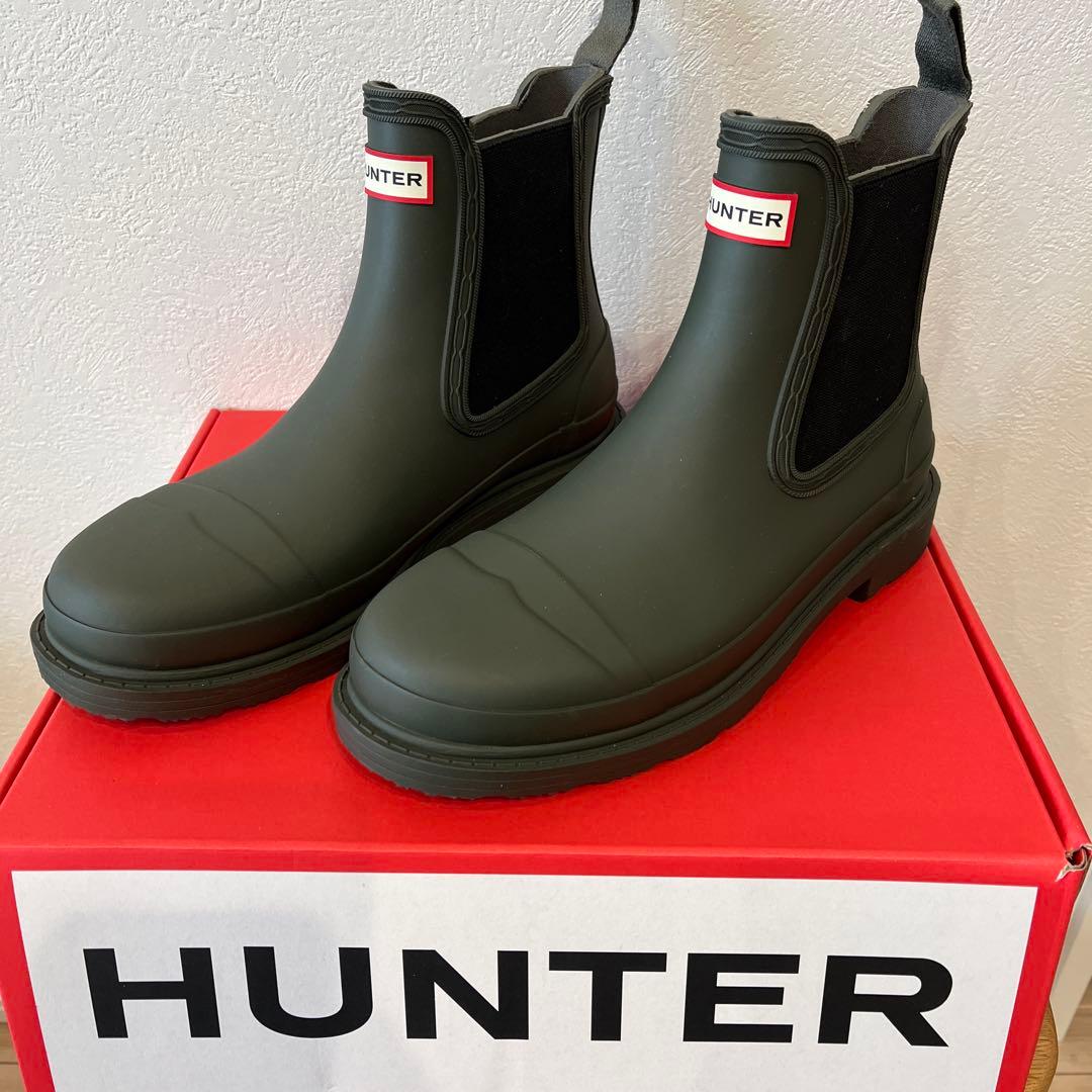 週末セール　ハンター　コマンドチェルシーブーツ　ダークグリーン 23.5〜24㎝