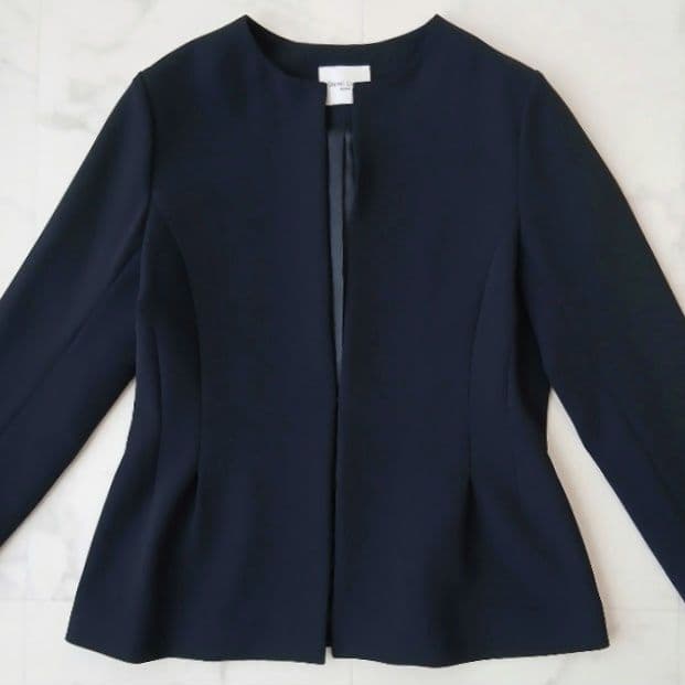 未使用 デミルクスビームス 上品 トリアセ ペプラムジャケット 38 ネイビー