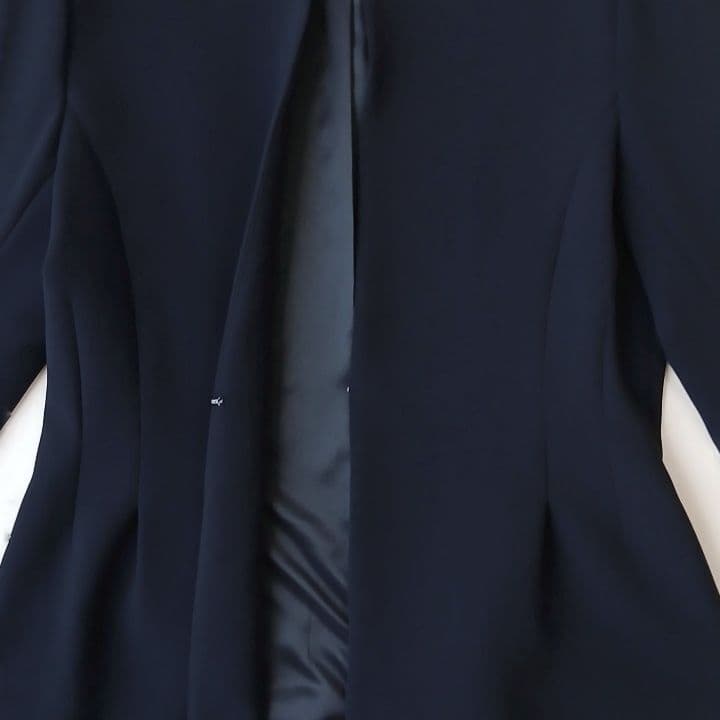 未使用 デミルクスビームス 上品 トリアセ ペプラムジャケット 38 ネイビー