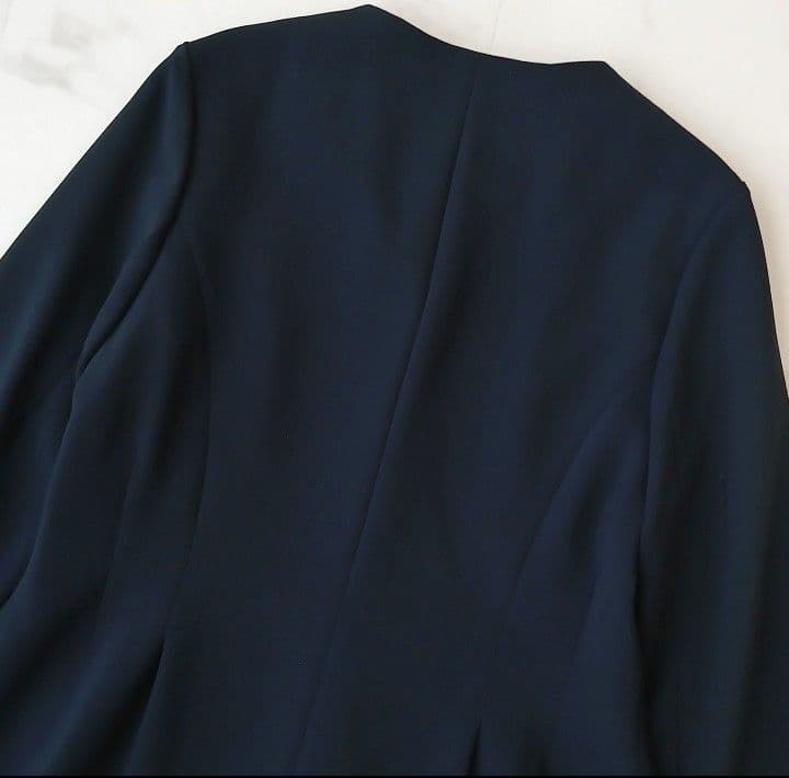 未使用 デミルクスビームス 上品 トリアセ ペプラムジャケット 38 ネイビー