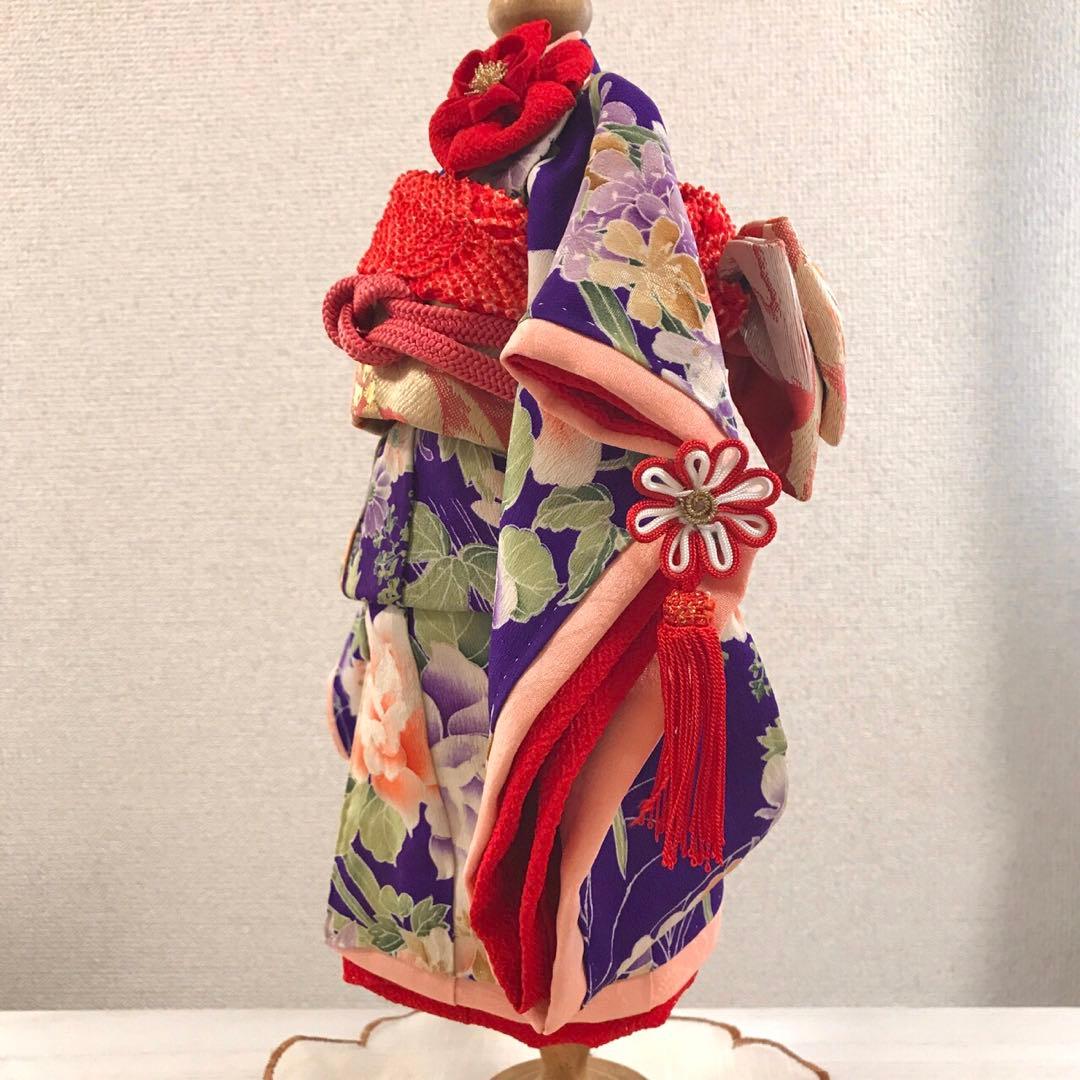 ＊ 市松人形 8号 薔薇 錦紗縮緬 アンティーク 袷 着物 ＊ ドール 人形