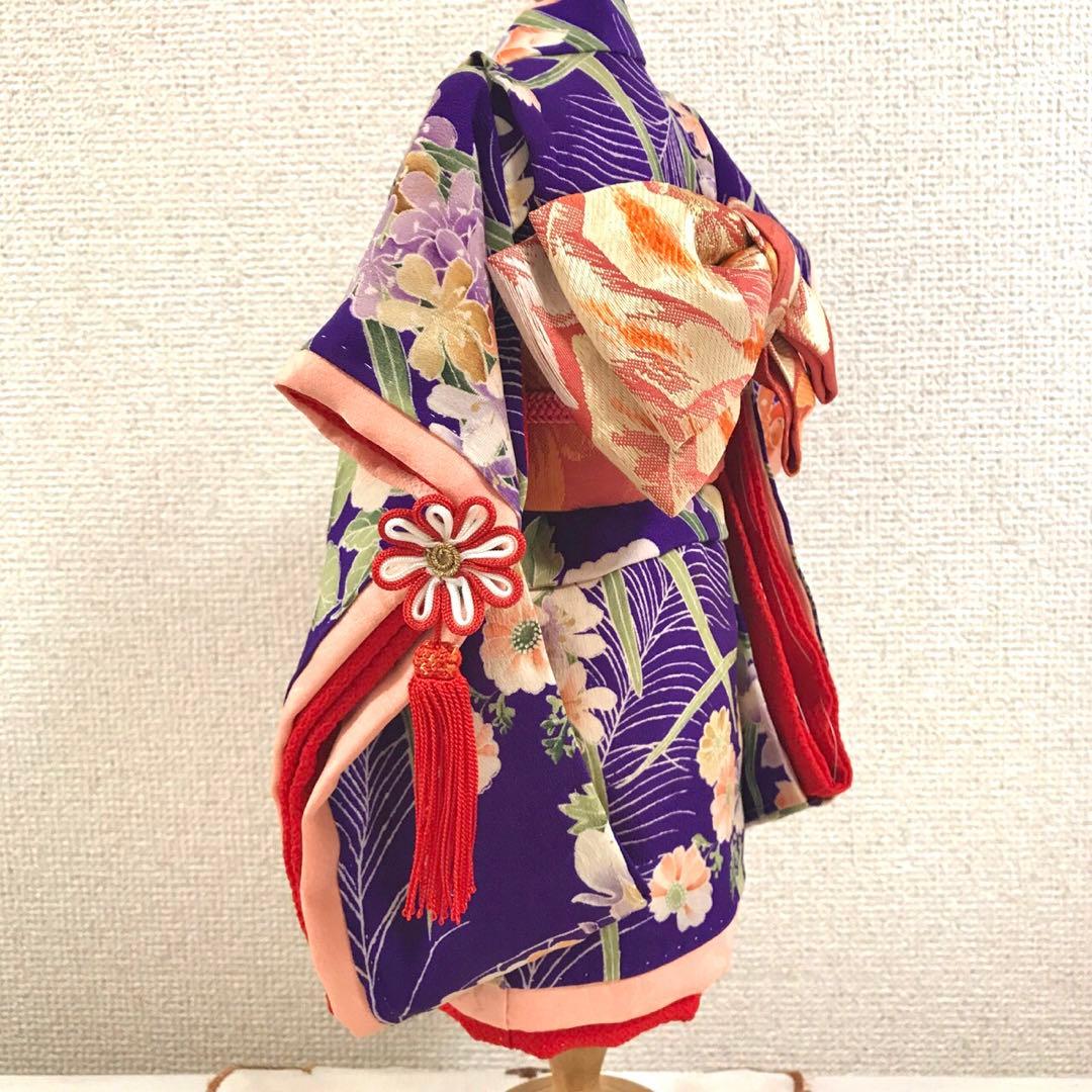 ＊ 市松人形 8号 薔薇 錦紗縮緬 アンティーク 袷 着物 ＊ ドール 人形