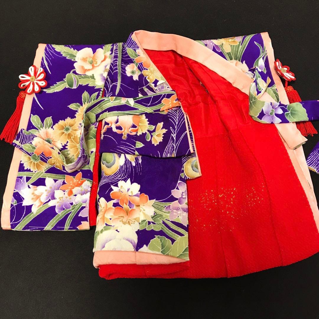 ＊ 市松人形 8号 薔薇 錦紗縮緬 アンティーク 袷 着物 ＊ ドール 人形