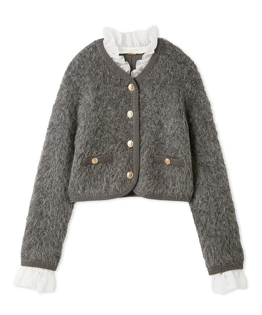 SNIDEL 　ファーライクフリルニットジャケット