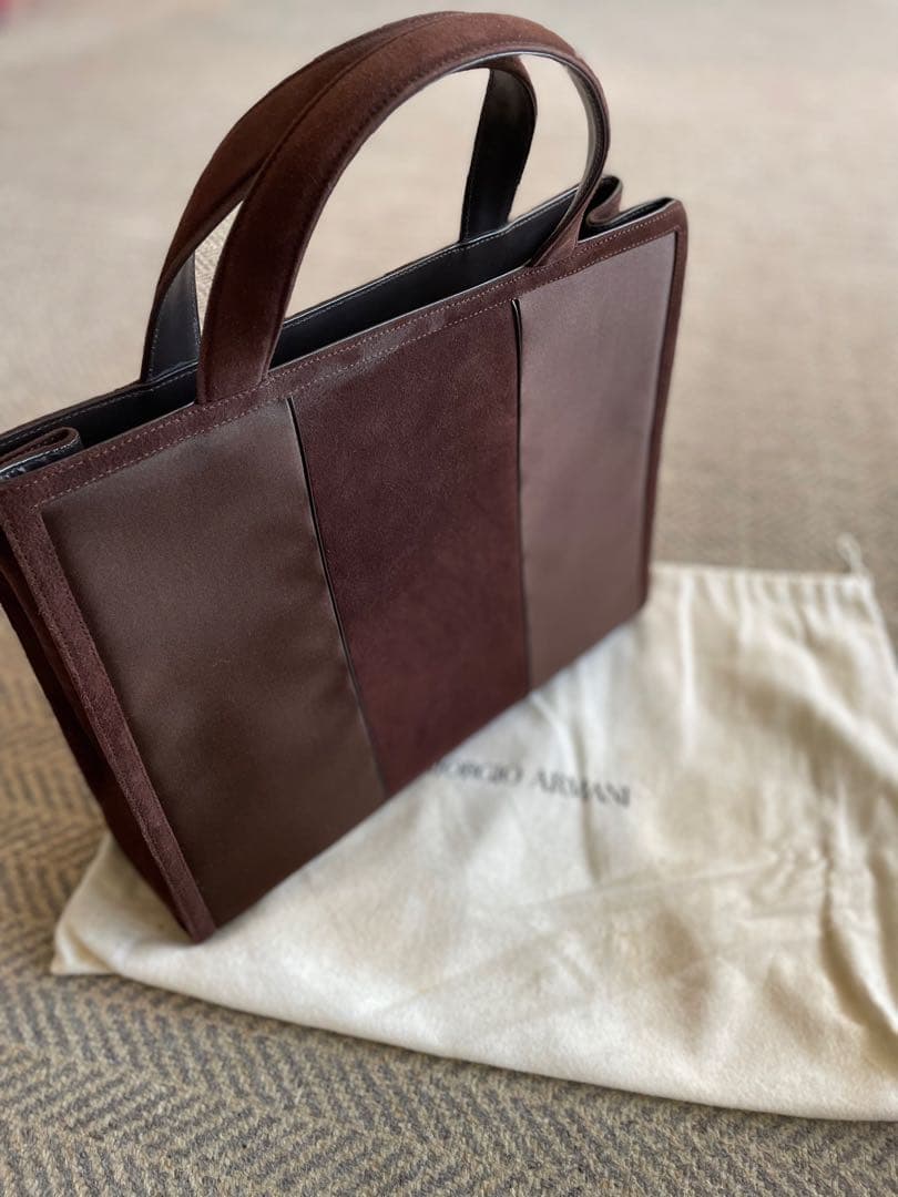 【美品】Giorgio Armani ダークブラウン ハンドバッグ