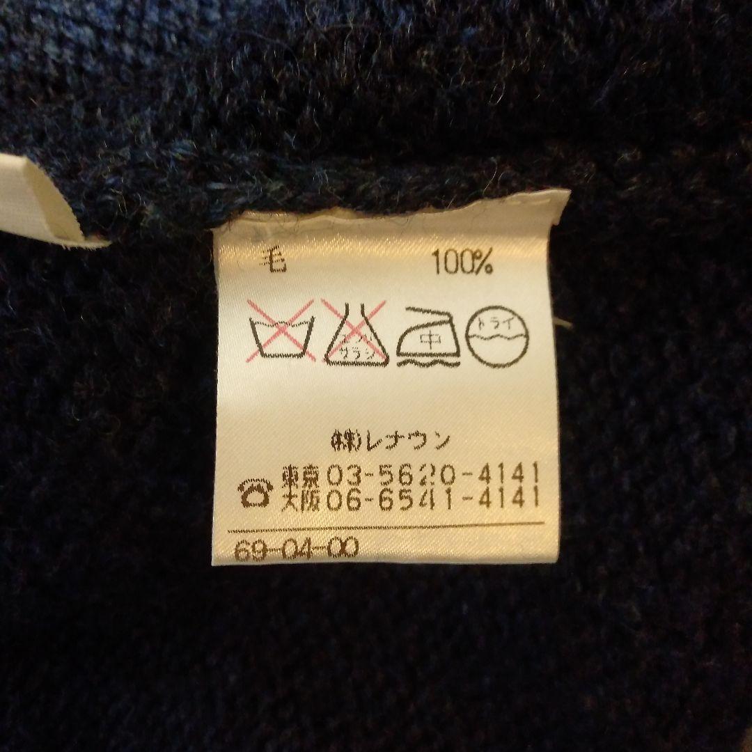 名作 90s J.CREWウール ロールネック セーター 　ボーダーＭ