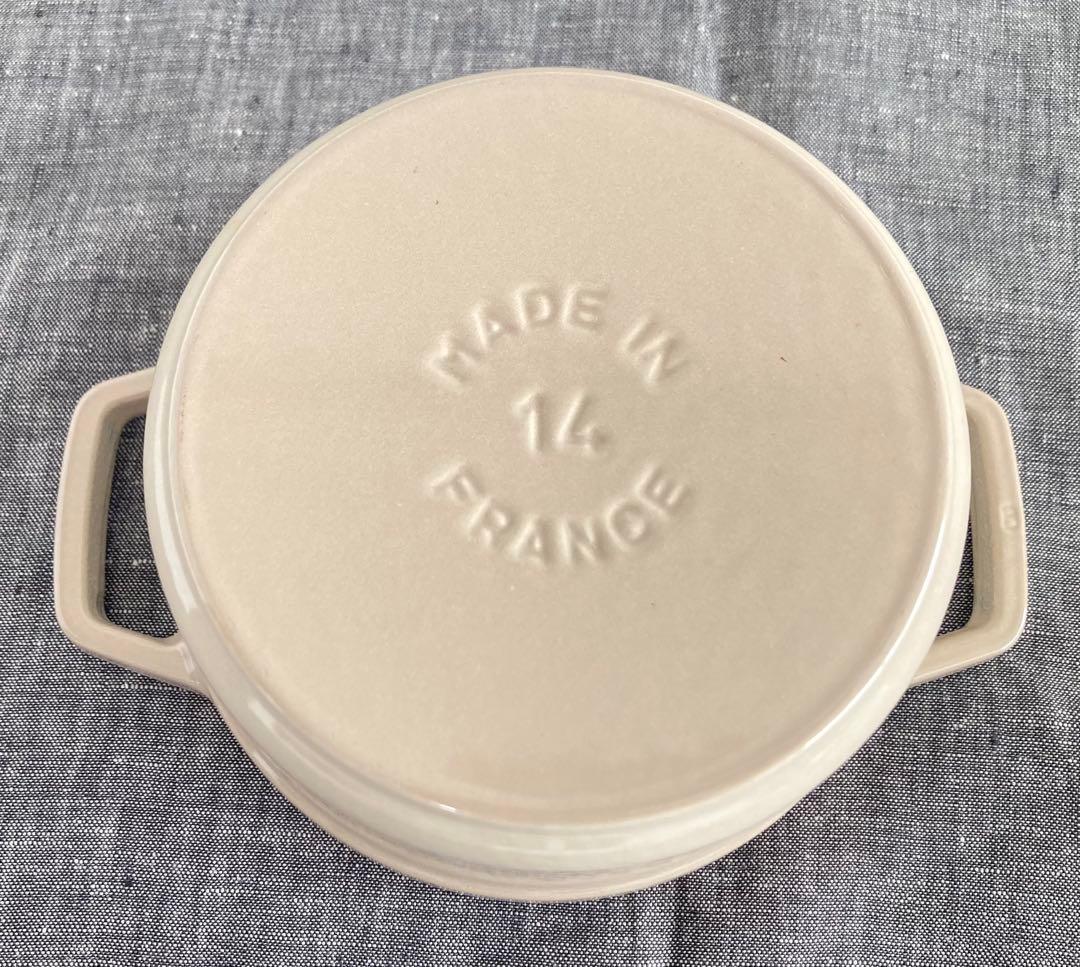 箱シリアルあり　ストウブ　ピコココットラウンド　14cm リネン　ビンテージノブ