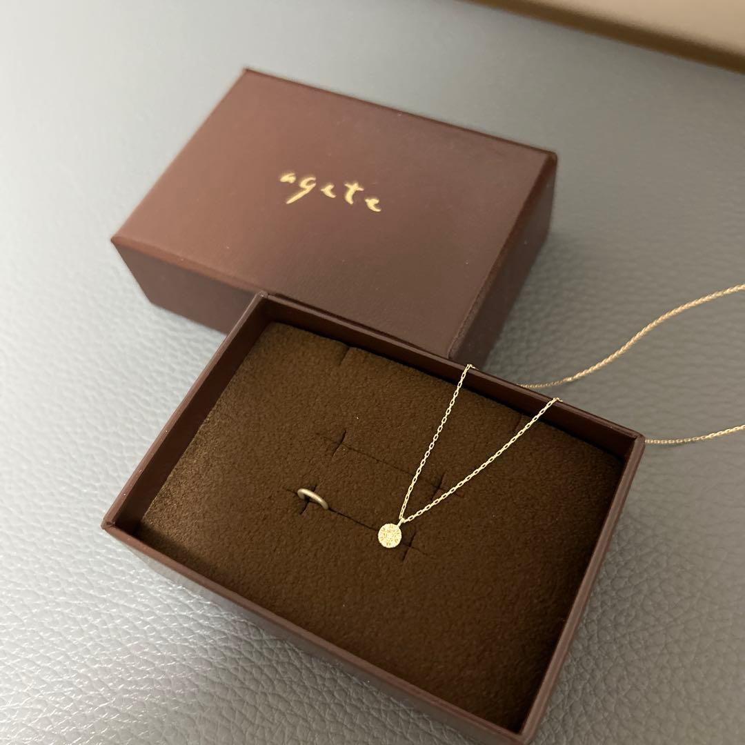 アガット　10kネックレスダイヤ