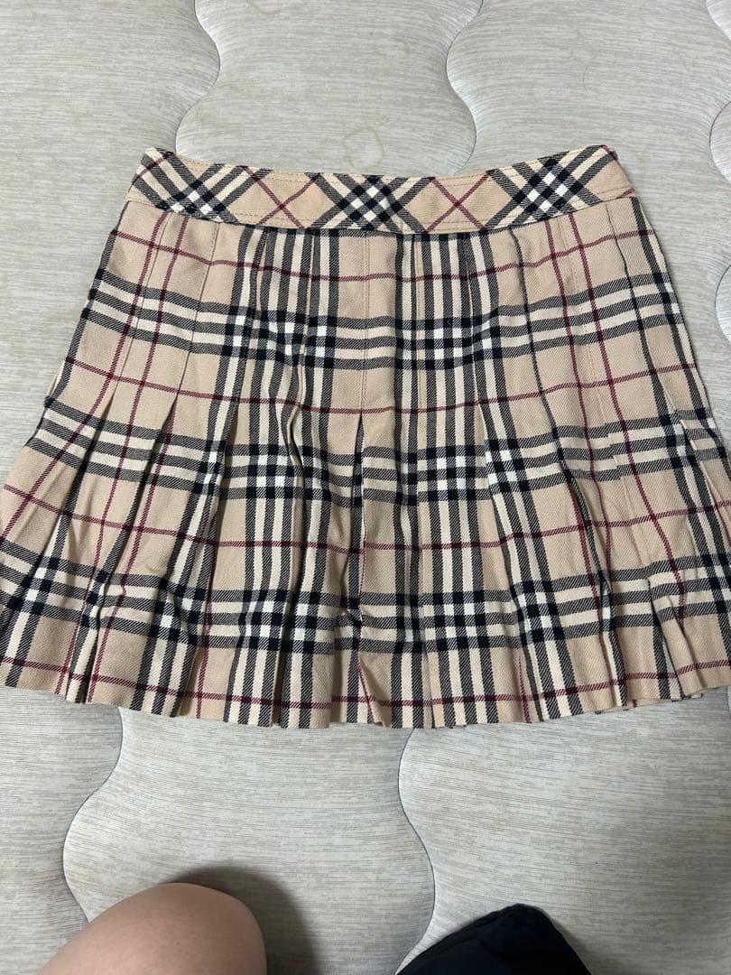 希少　BURBERRYバーバリー　ミニスカート　巻きスカート　牛革ベルトプリーツ