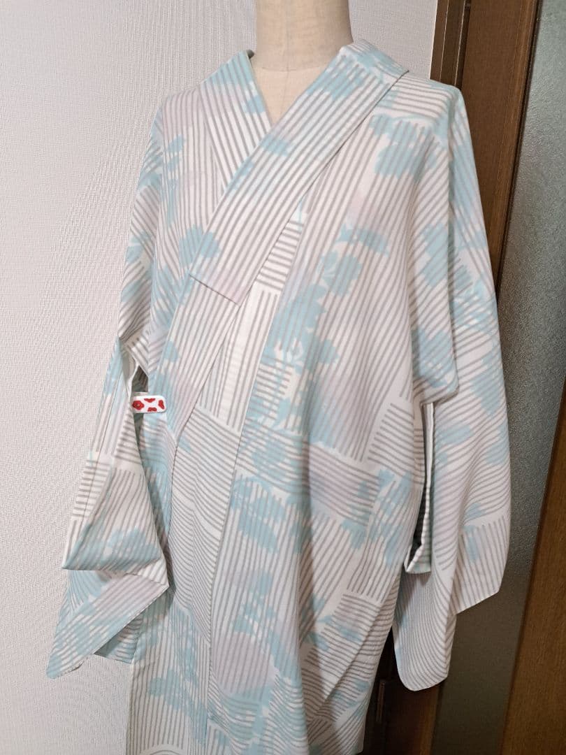 浴衣セット セオα 変わり格子 花柄 アザミ?菊? 夏着物