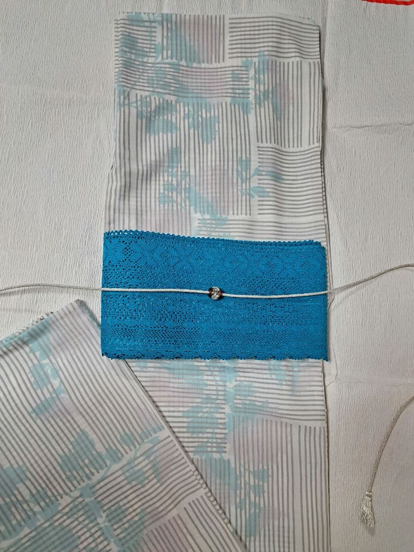 浴衣セット セオα 変わり格子 花柄 アザミ?菊? 夏着物