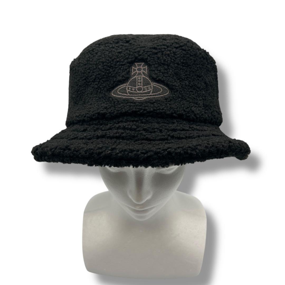 ☆早い者勝ち☆【Vivienne】メンズ ボア バケットハット 黒 帽子 刺繍