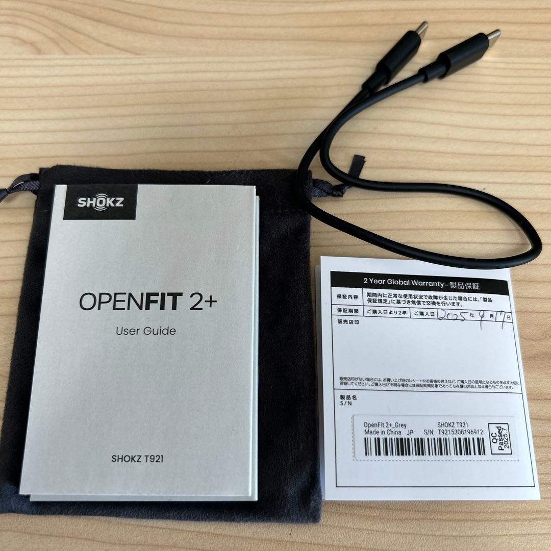 SHOKZ OPENFIT 2+ ワイヤレスイヤホン　保証書付き