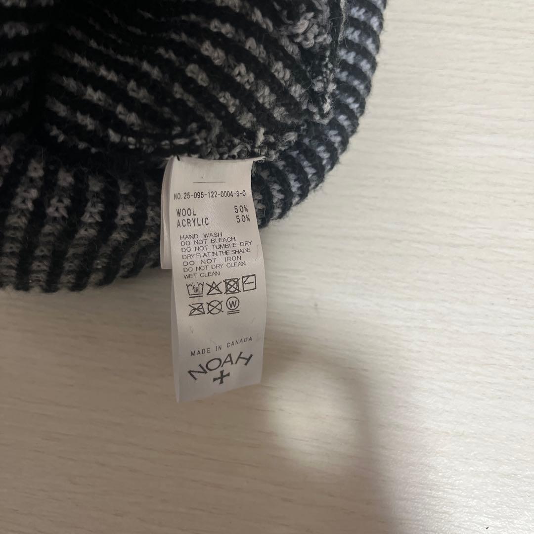 NOAH ニット帽 黒とグレーのストライプ