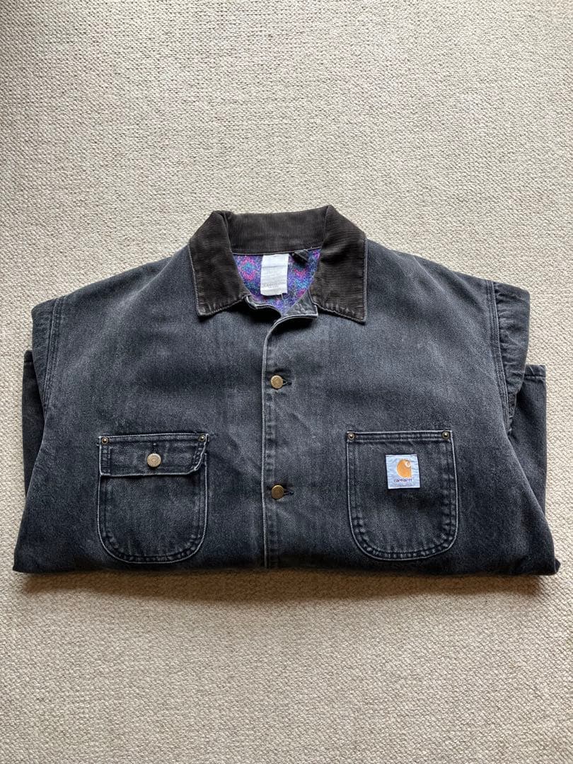 90s USA製 カーハート South Westブラックデニム チョアコート