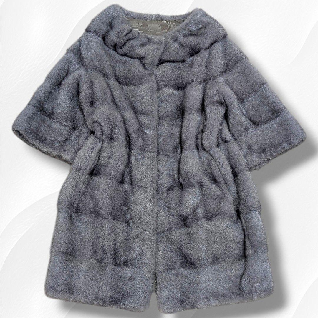 【最高級】 コペンハーゲンファー　バーガンディ ミンクコート 毛皮　38 グレー