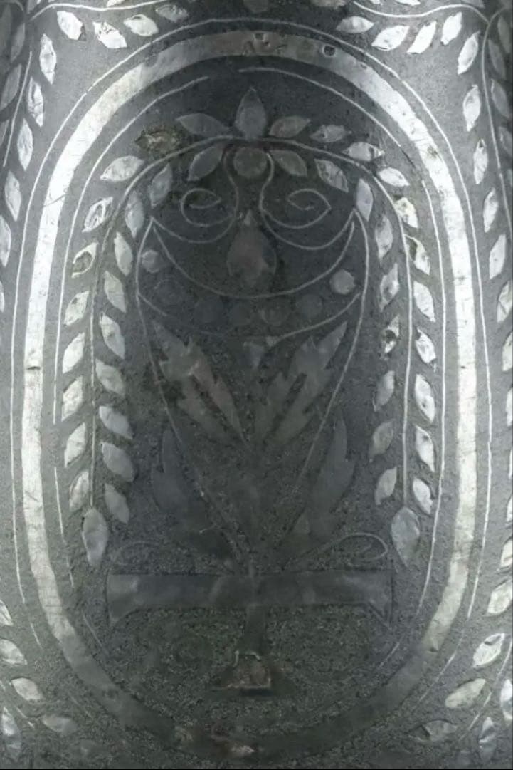 時代物 古銅 銀象嵌 水瓶 花器 花瓶 花入 骨董品 古美術品　花瓶　一輪挿し