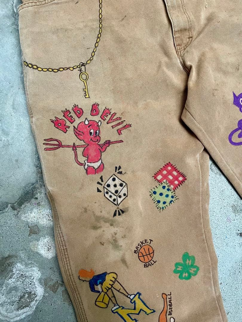 メモリアル ワークパンツ – ハンドペイント デザインサイズXL